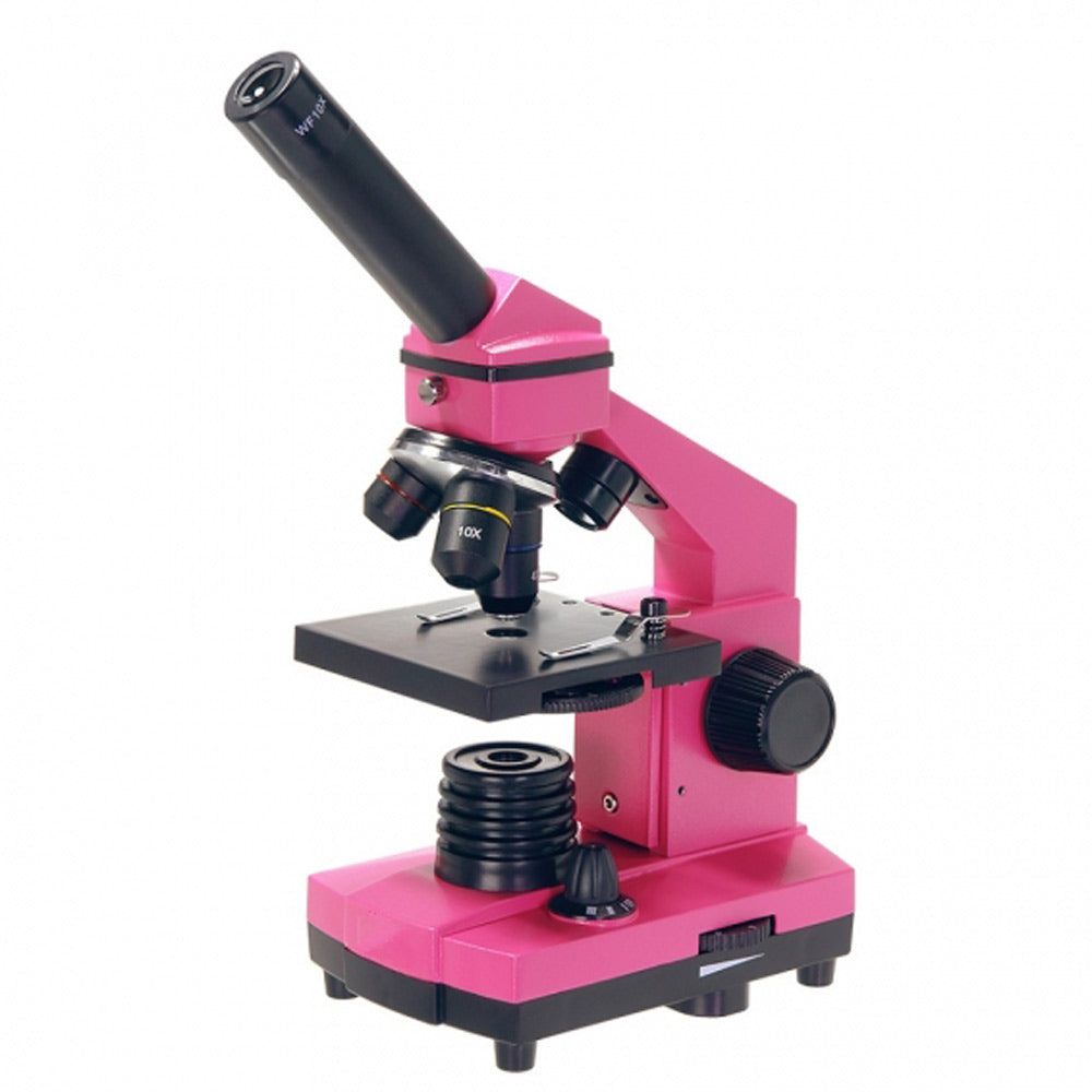 NK-T16B 40X-640X Pink Color Students Microscopio monocular con iluminación LED superior e inferior