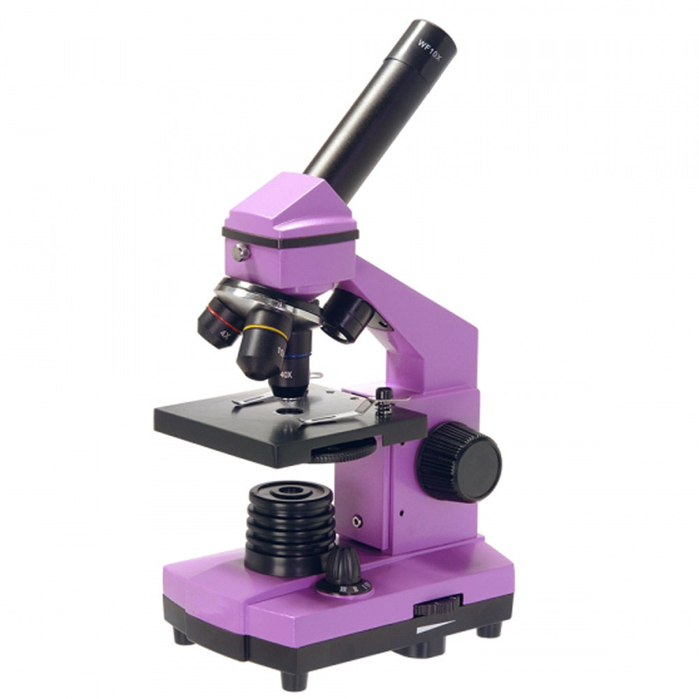 NK-T16C 40X-640X Microscopio monocular de estudiantes de color púrpura con iluminación LED superior e inferior