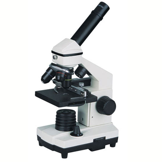 NK-T16P 40X-640X Microscopio monocular de estudiantes de color blanco con iluminación LED superior e inferior
